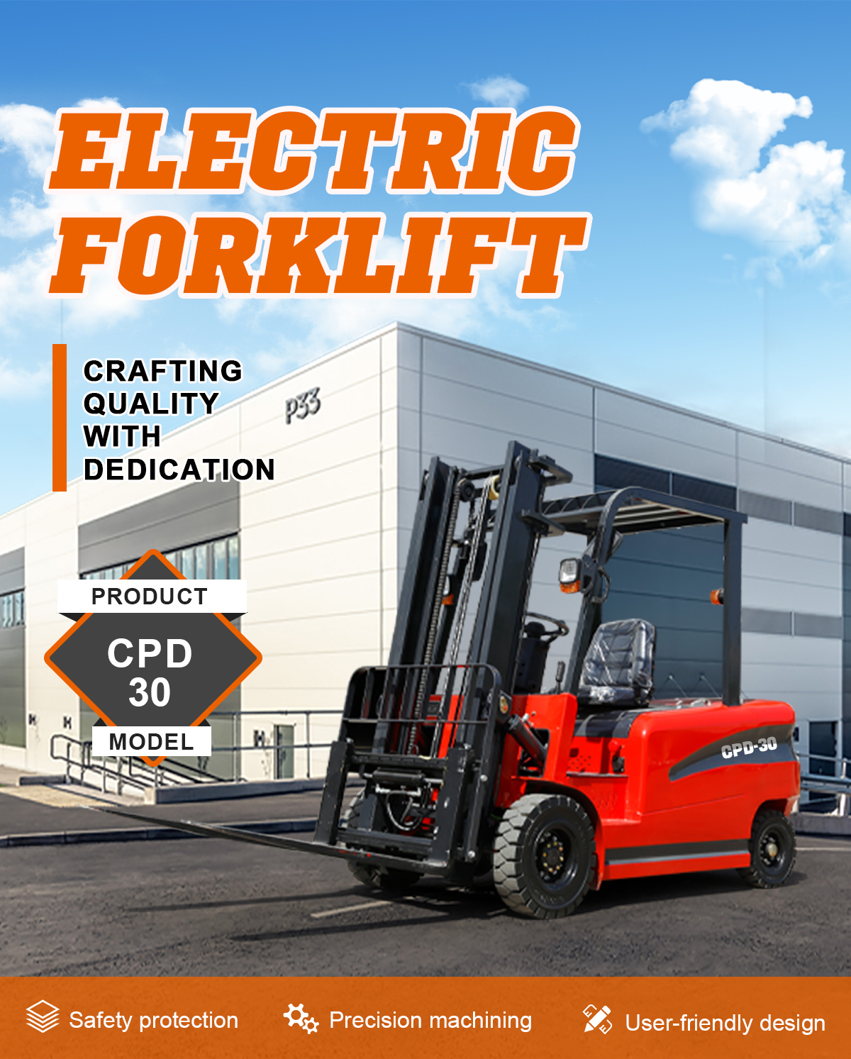 Chariot élévateur électrique de 3,0 tonnes à vendre