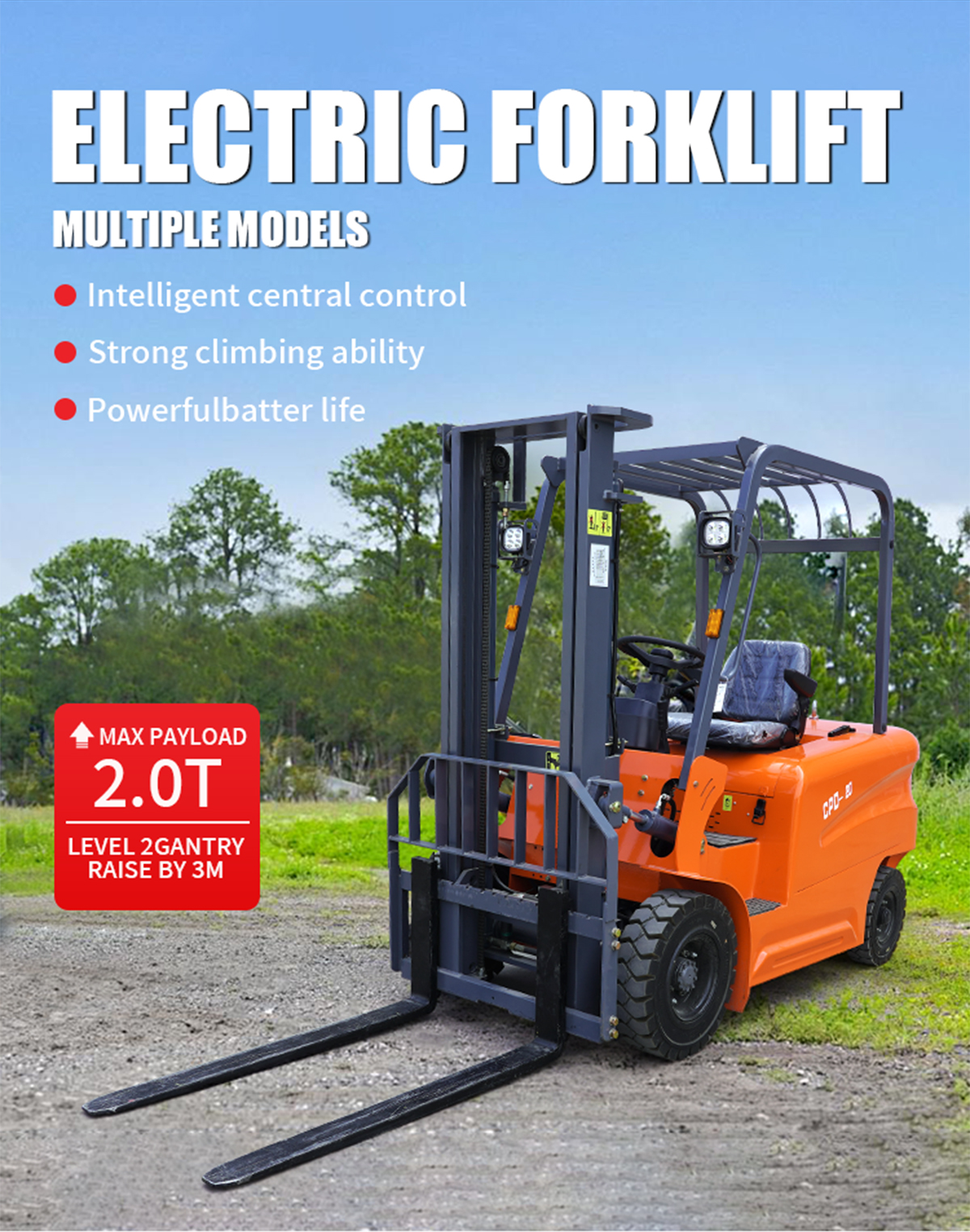 2.0 Ton small Electric Forklift for sale