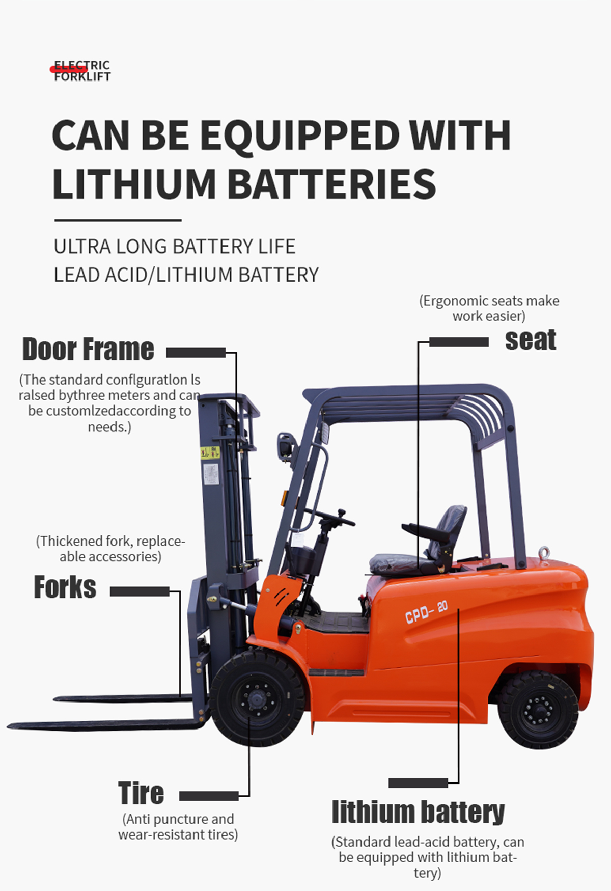 2.0 Ton small Electric Forklift for sale