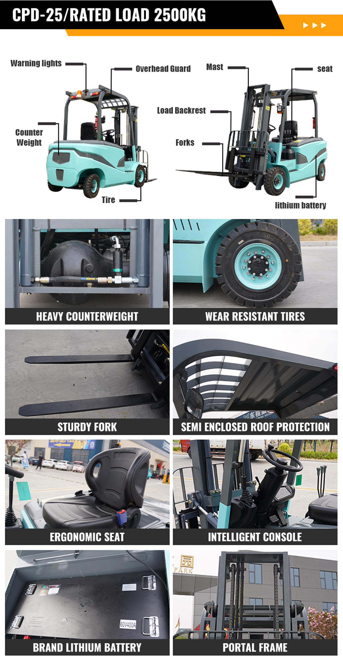 2.5 Ton small Electric Forklift for sale